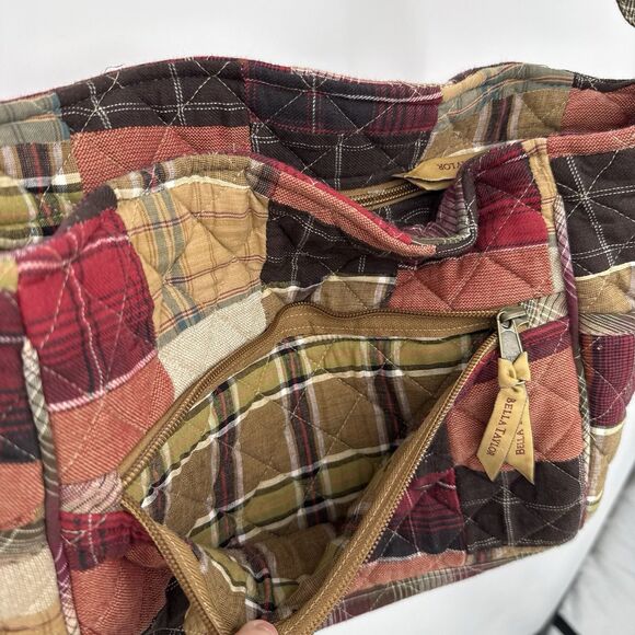 Bella Taylor Cotton Quilted Patchwork Plaid Shoulder Bag Fabric Country - Picture 3 of 11
